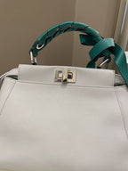 Fendi Bow Peekaboo Mini Grey/ Green Nappa Leather