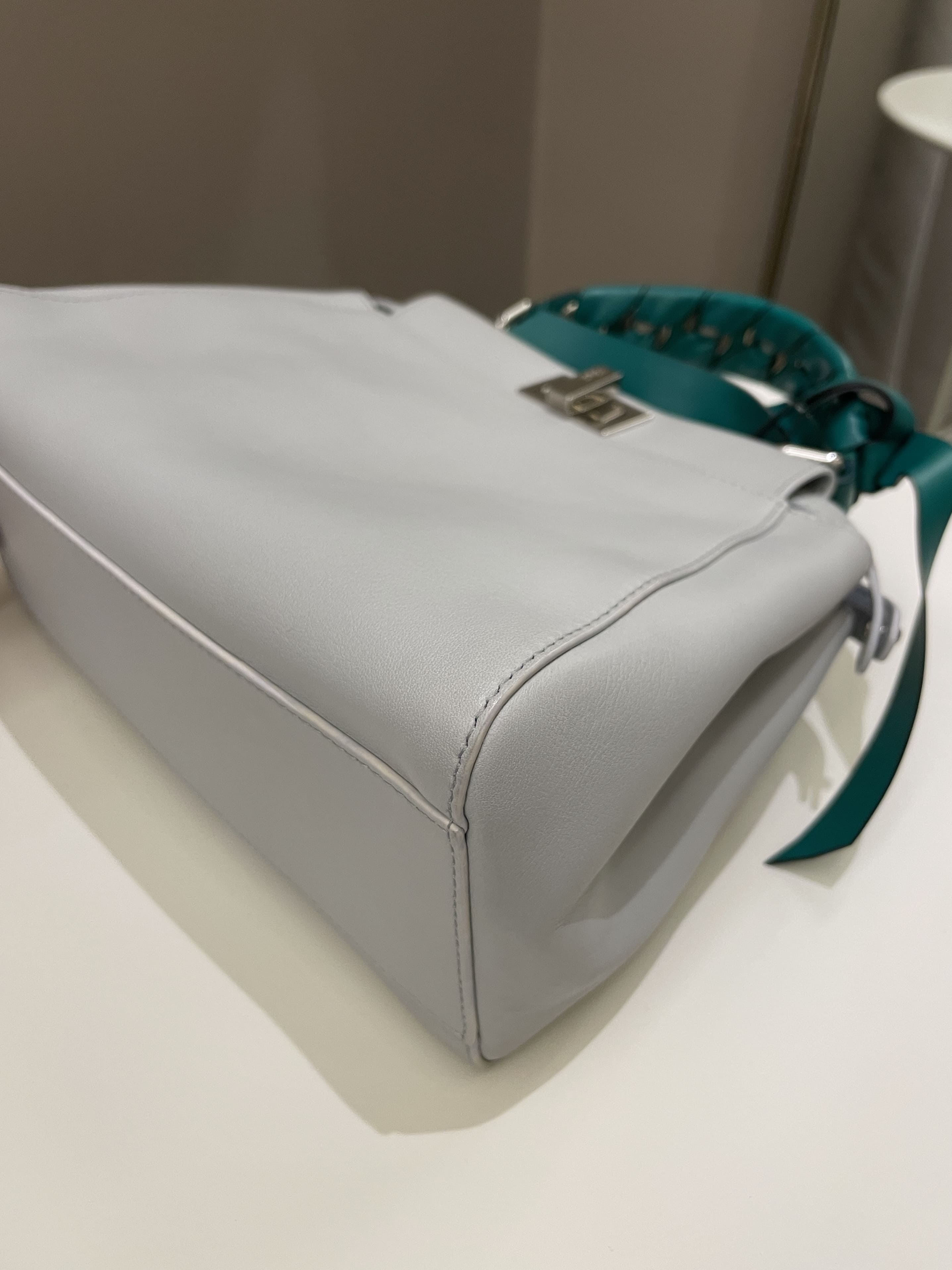 Fendi Bow Peekaboo Mini Grey/ Green Nappa Leather