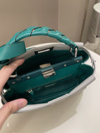 Fendi Bow Peekaboo Mini Grey/ Green Nappa Leather