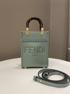 Fendi Mini Sunshine Shopper Mint Green Leather