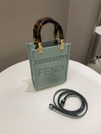 Fendi Mini Sunshine Shopper Mint Green Leather