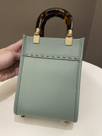 Fendi Mini Sunshine Shopper Mint Green Leather