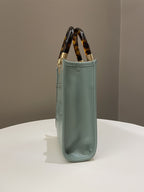 Fendi Mini Sunshine Shopper Mint Green Leather
