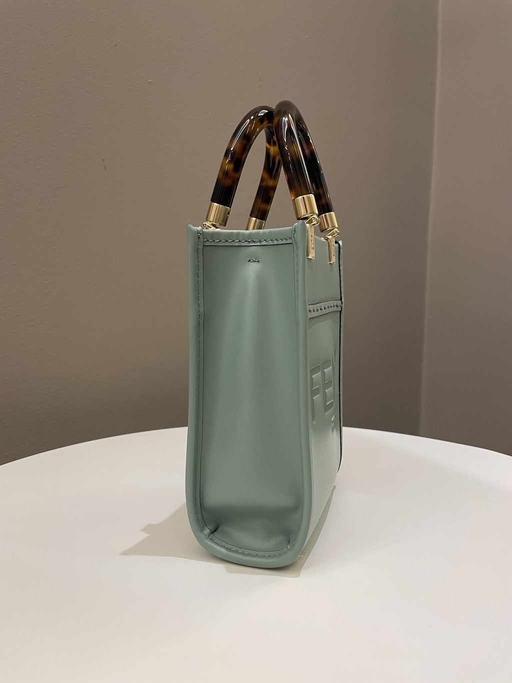 Fendi Mini Sunshine Shopper Mint Green Leather