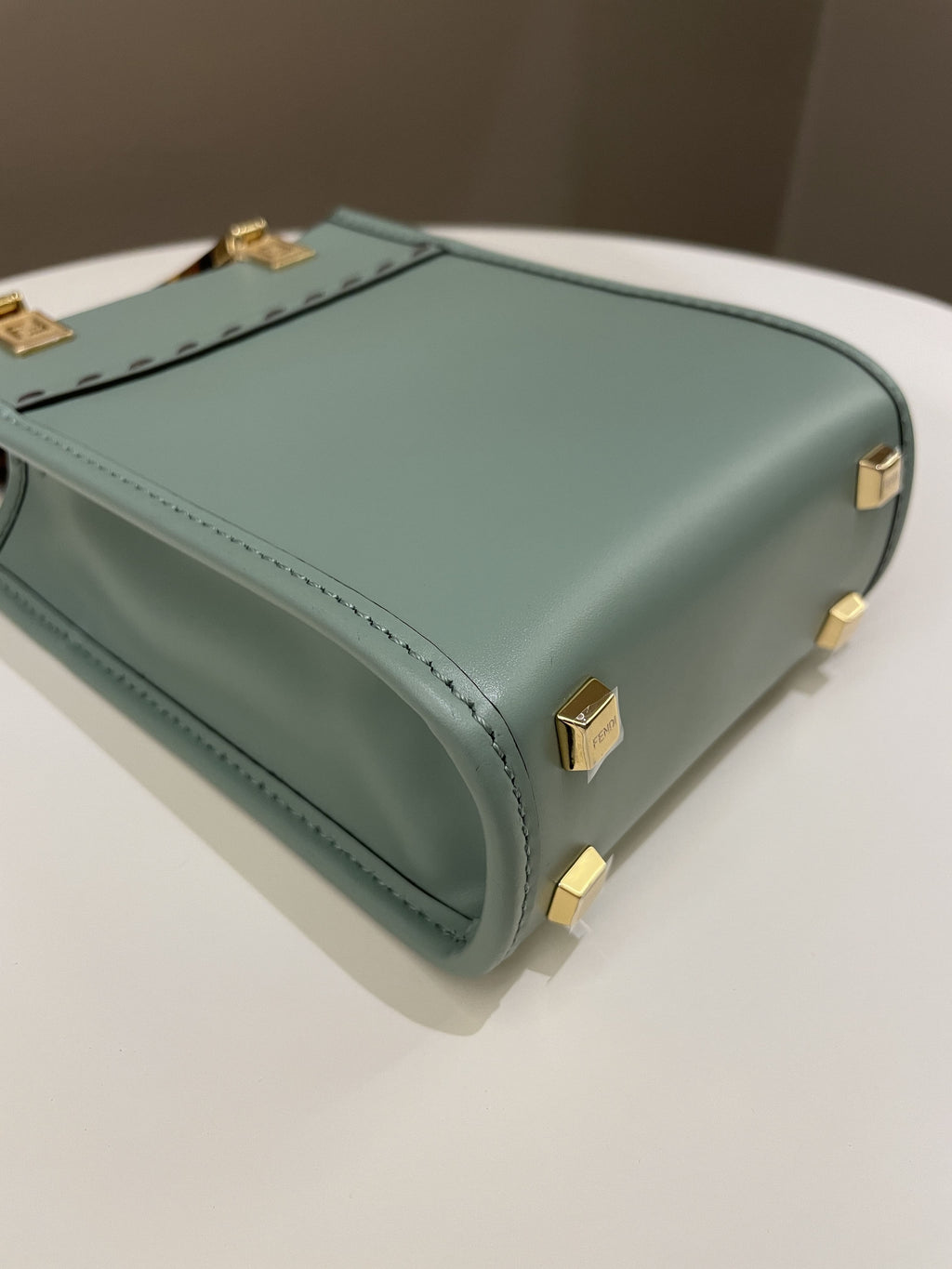 Fendi Mini Sunshine Shopper Mint Green Leather