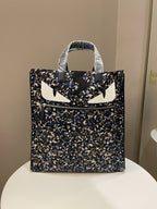 Fendi Printed Monster Tote Bag Navy Nylon