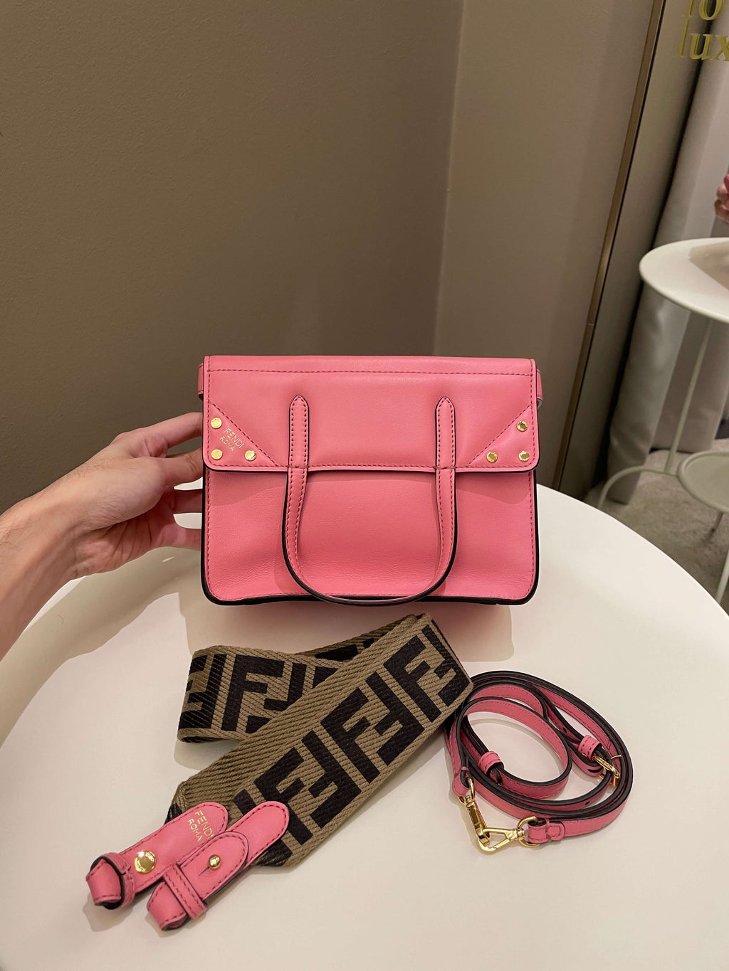 Fendi Grace Small Flip Tote Pink Calfksin
