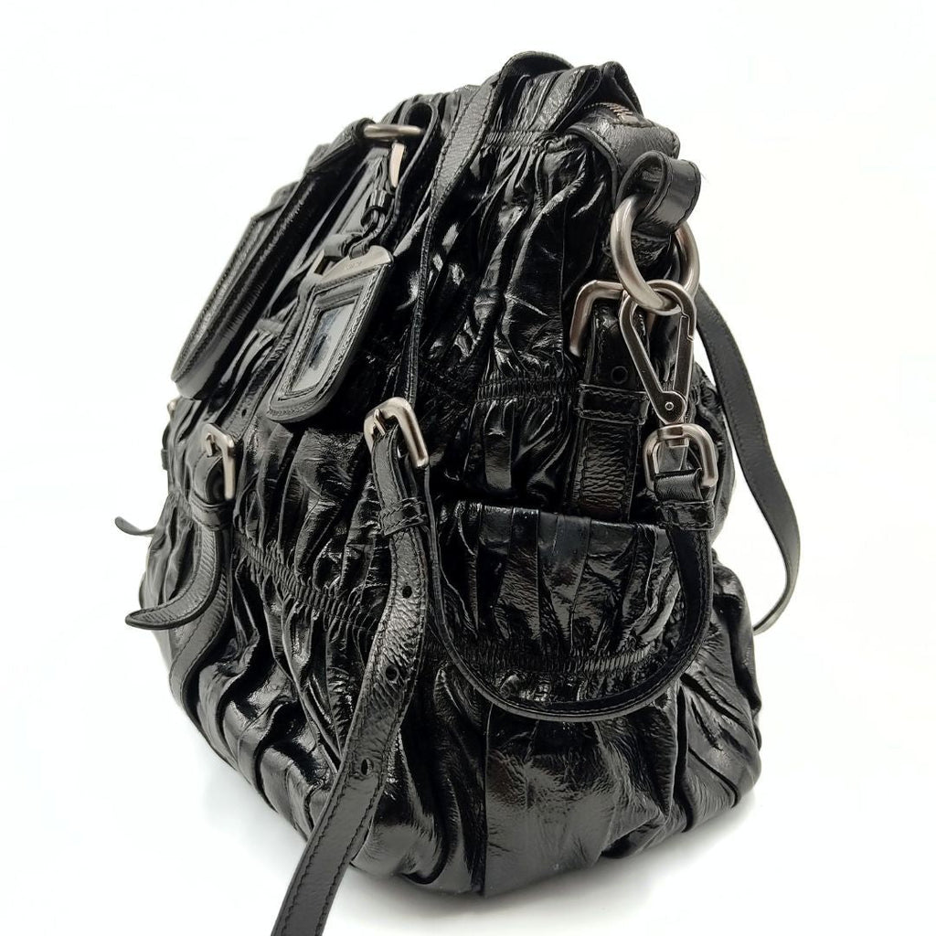 PRADA Shopper shoulder bag in black Gaufre paint