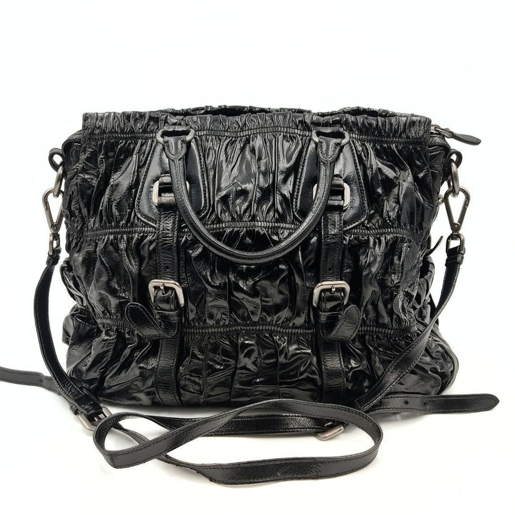 PRADA Shopper shoulder bag in black Gaufre paint
