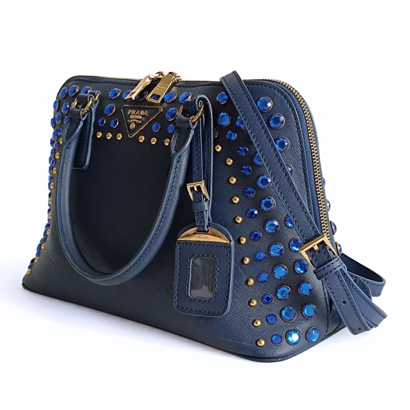 PRADA Prada Prada Bijoux shoulder bag in blue Saffiano leather