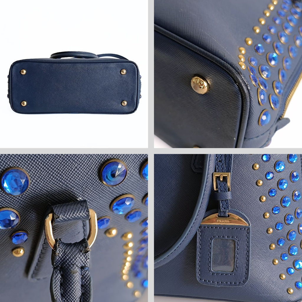PRADA Prada Prada Bijoux shoulder bag in blue Saffiano leather