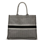 Dior Book Tote Houndstooth Embroidered Bicolor Canvas