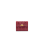 Chanel Caviar Chevron Quilted Boy Compact Wallet Red