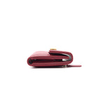 Chanel Caviar Chevron Quilted Boy Compact Wallet Red