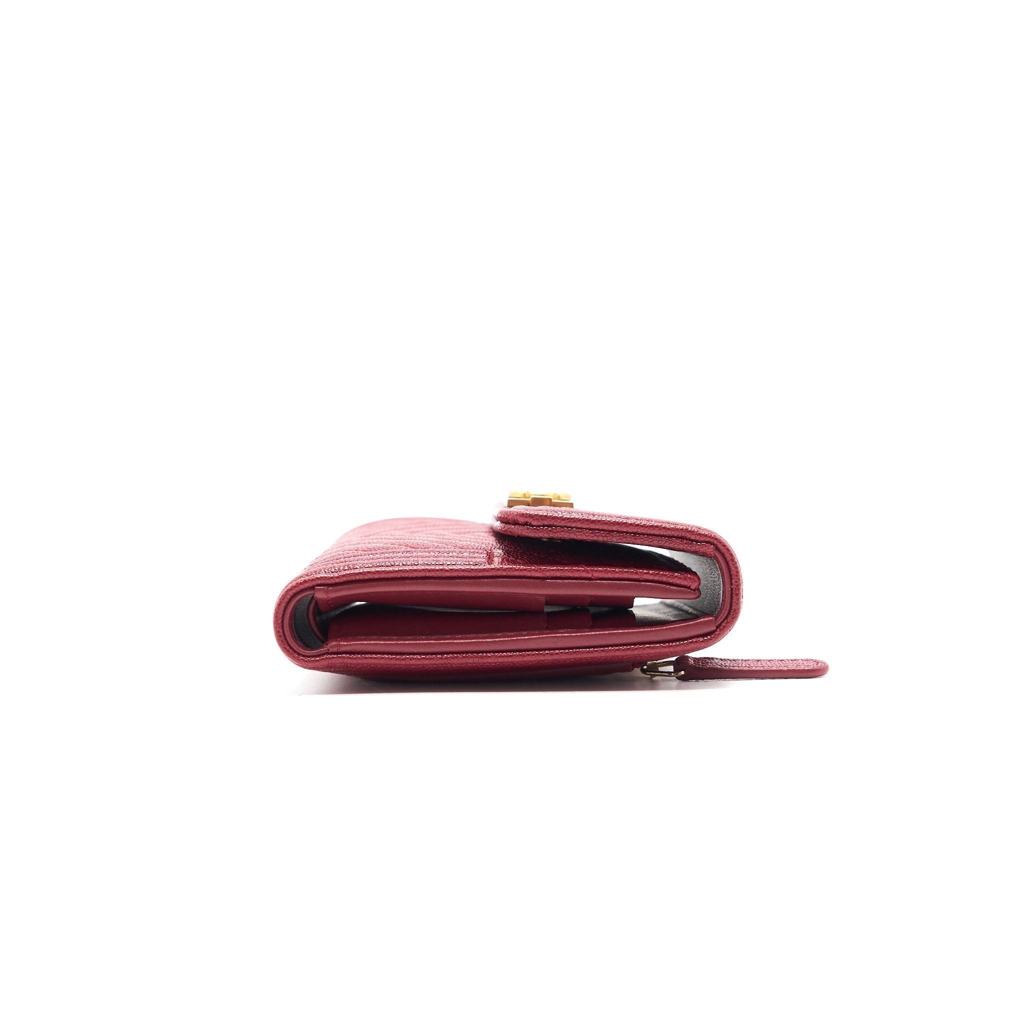 Chanel Caviar Chevron Quilted Boy Compact Wallet Red