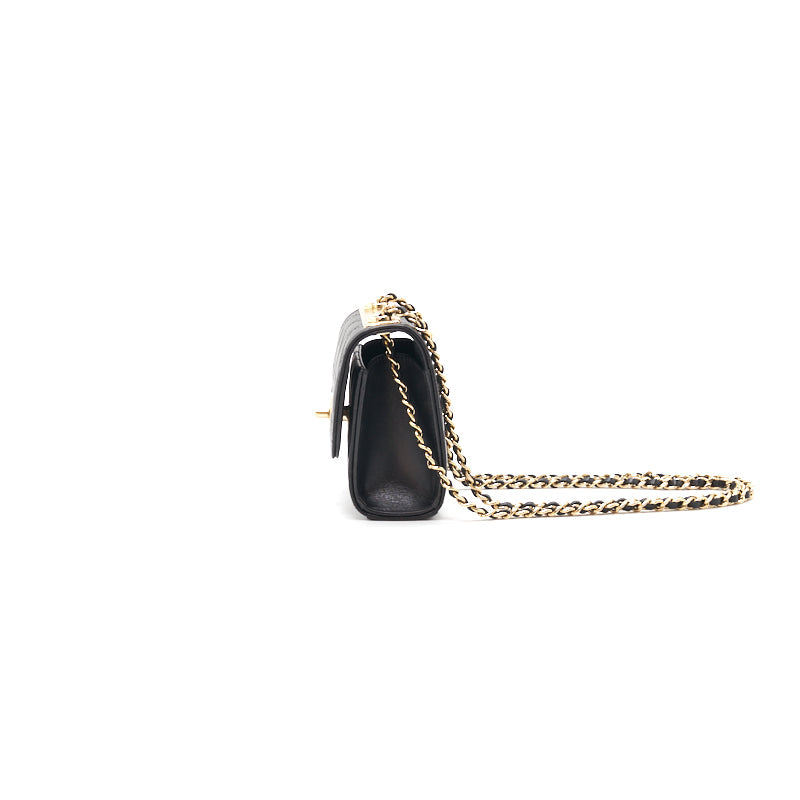 Chanel Lambskin Quilted Mini Trendy CC Chain Wallet Black