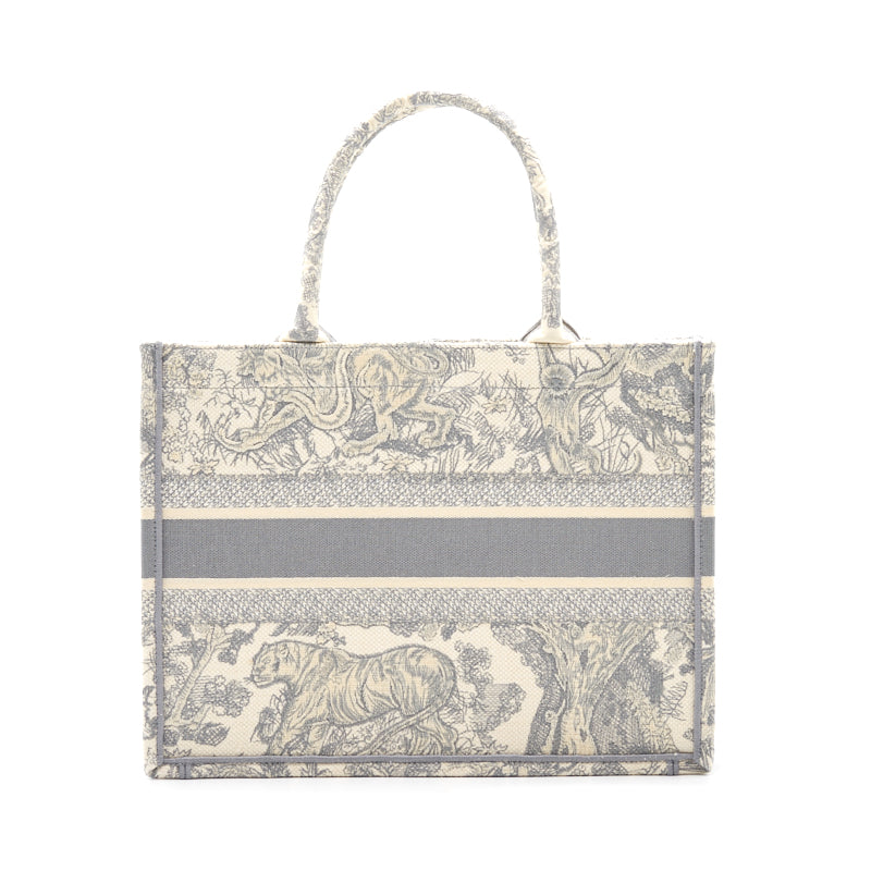 DIOR SMALL DIORIVIERA DIOR BOOK TOTE Gray Toile de Jouy Embroidery