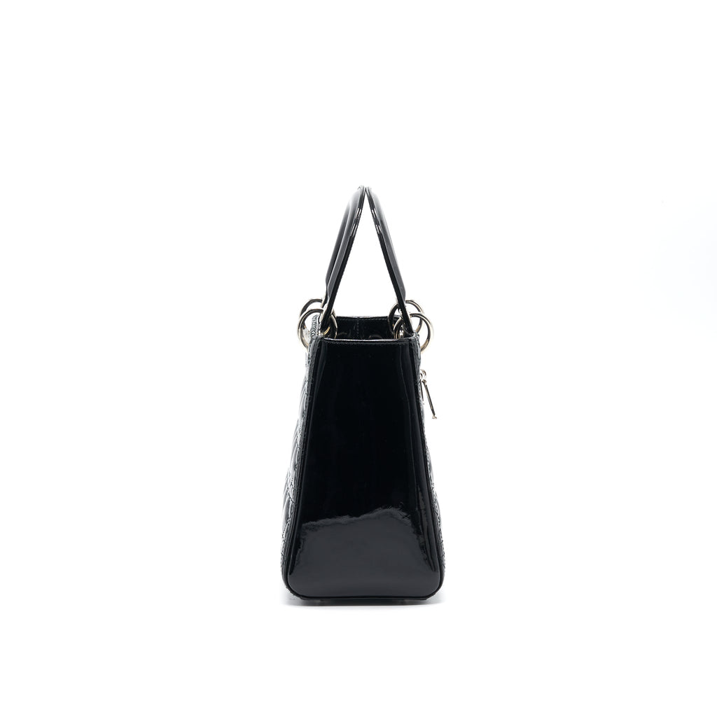 Dior Black Patent leather Medium Lady Dior Tote