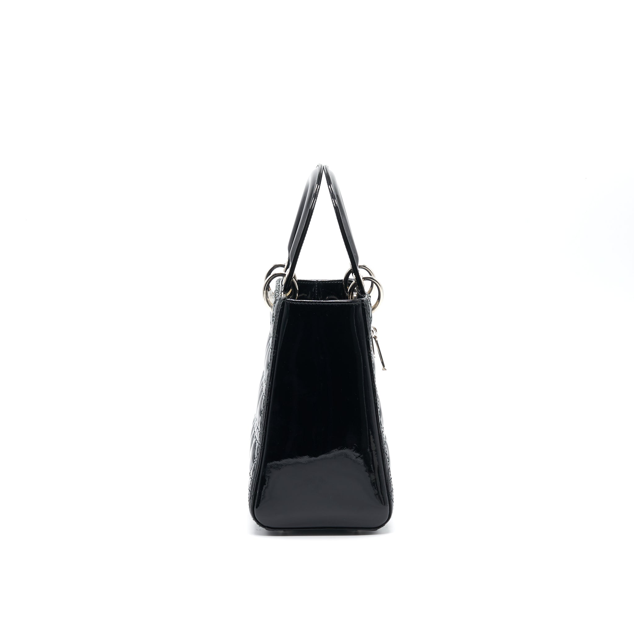 Dior Black Patent leather Medium Lady Dior Tote