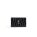 Saint Laurent Envelope Chain Wallet Black SHW