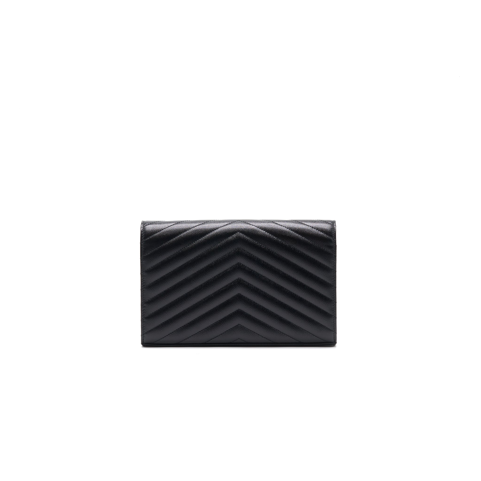 Saint Laurent Envelope Chain Wallet Black SHW