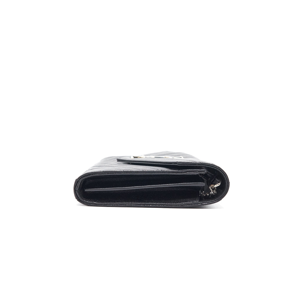Saint Laurent Envelope Chain Wallet Black SHW