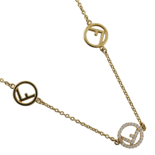Fendi Gold Plated Rhinestone Necklace 8AG735