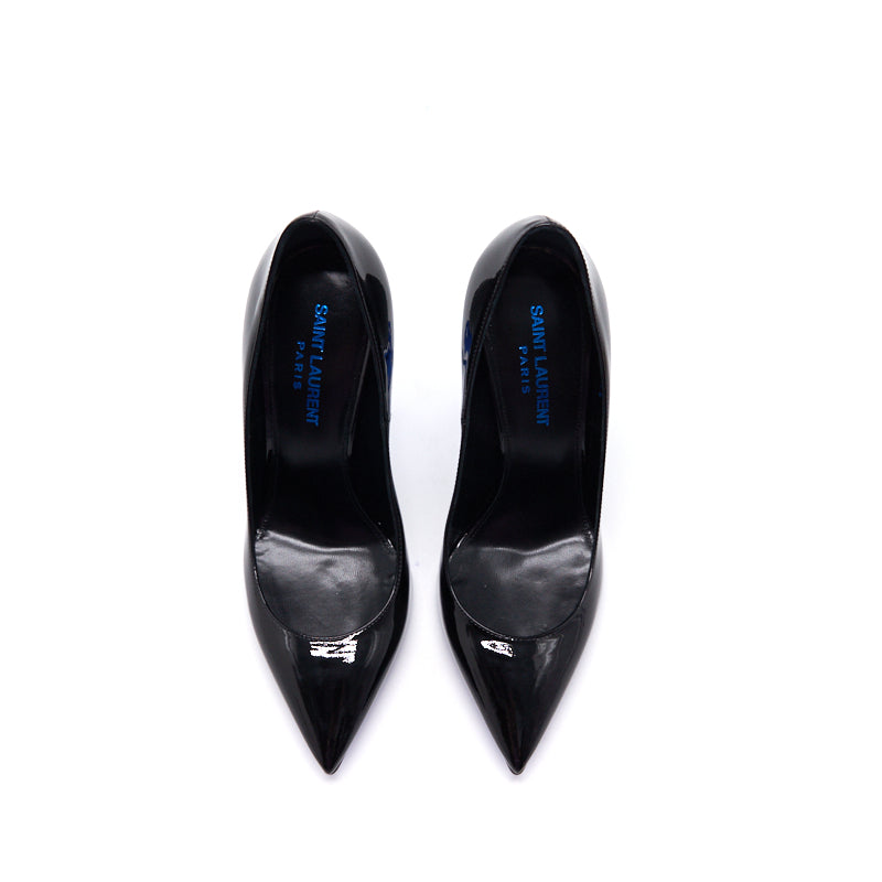 Saint Laurent Paris Black Patent Leather Opyum Pointed Toe Pumps