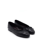 Chanel Black Quilted Suede CC Cap Toe Ballet Flats