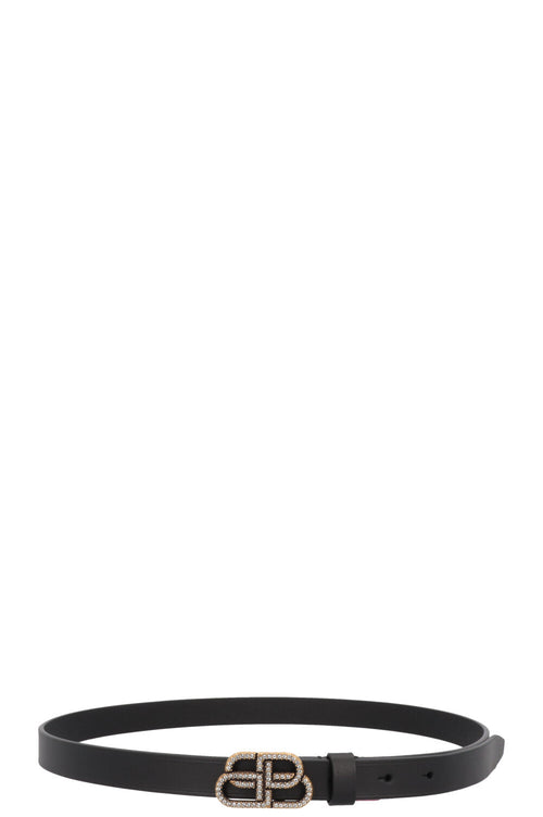 BALENCIAGA Hourglass Embellished Belt Black Gold