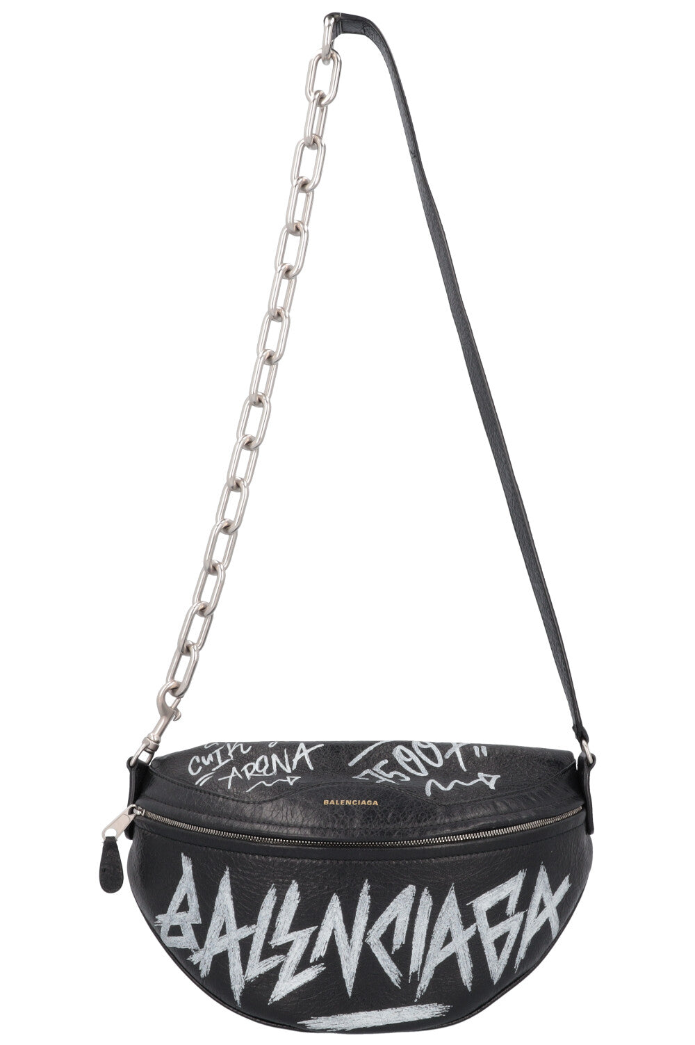 BALENCIAGA Souvenir Graffiti Belt Bag Leather Black