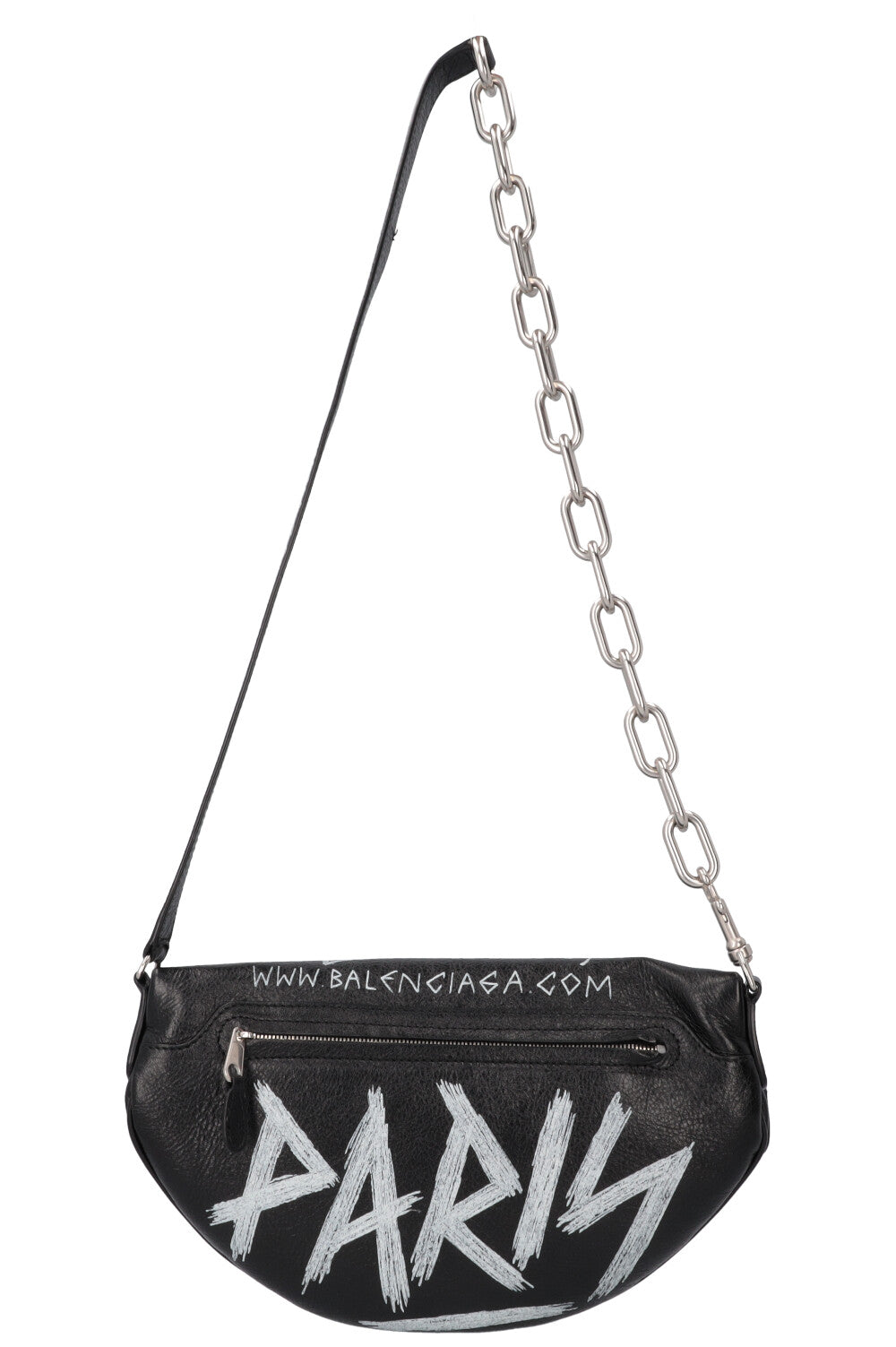 BALENCIAGA Souvenir Graffiti Belt Bag Leather Black