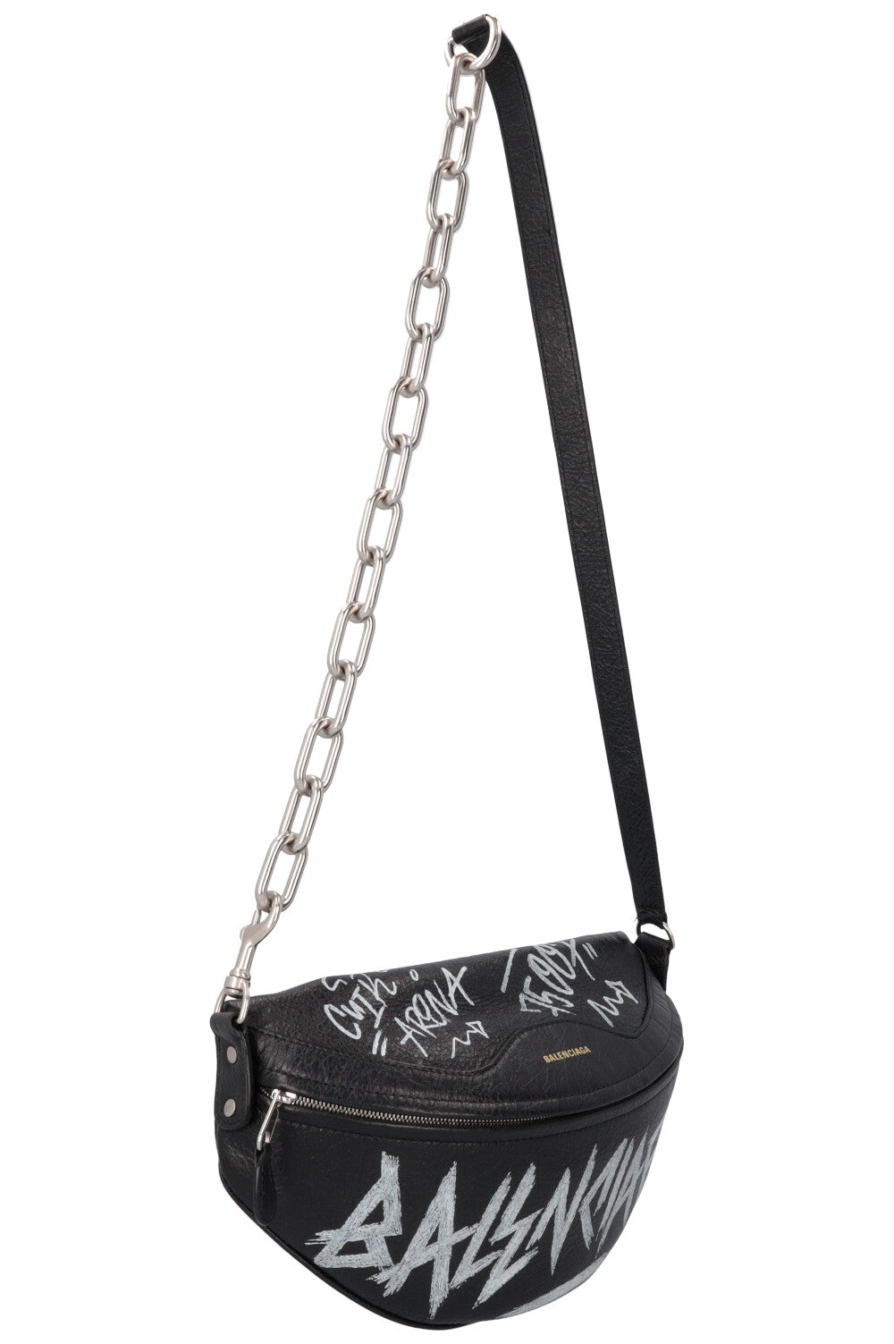 BALENCIAGA Souvenir Graffiti Belt Bag Leather Black