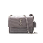 Saint Laurent Sunset Medium Chain Shoulder Bag in Grey Color SHW