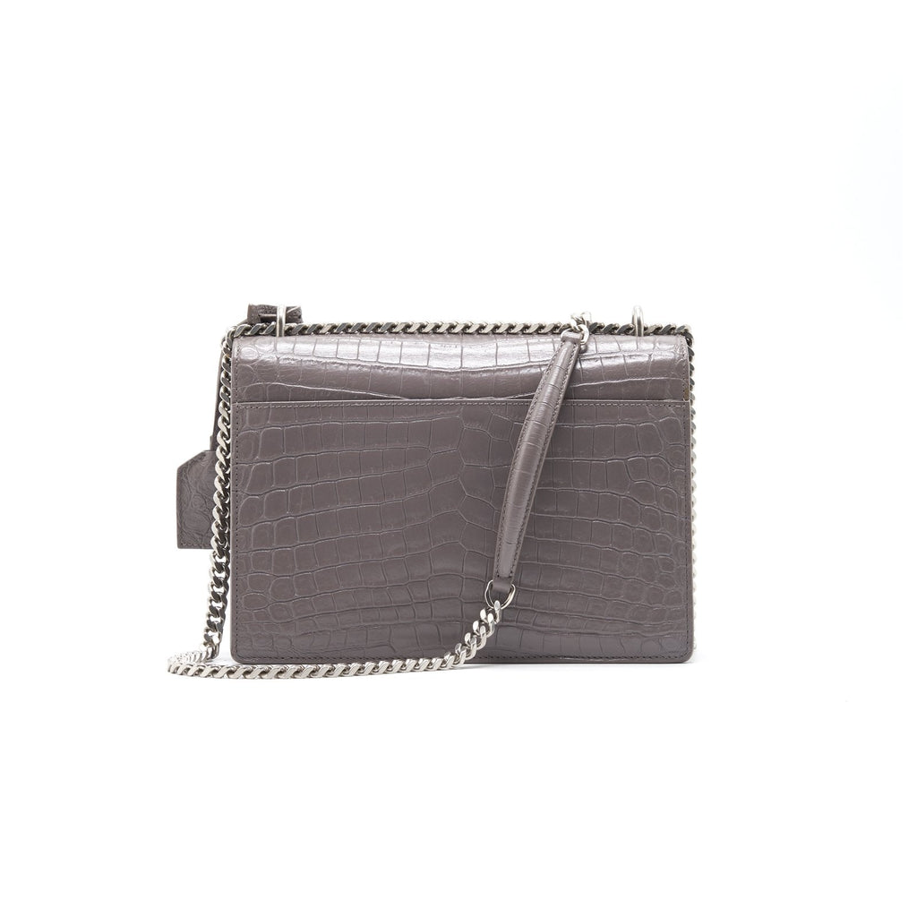 Saint Laurent Sunset Medium Chain Shoulder Bag in Grey Color SHW