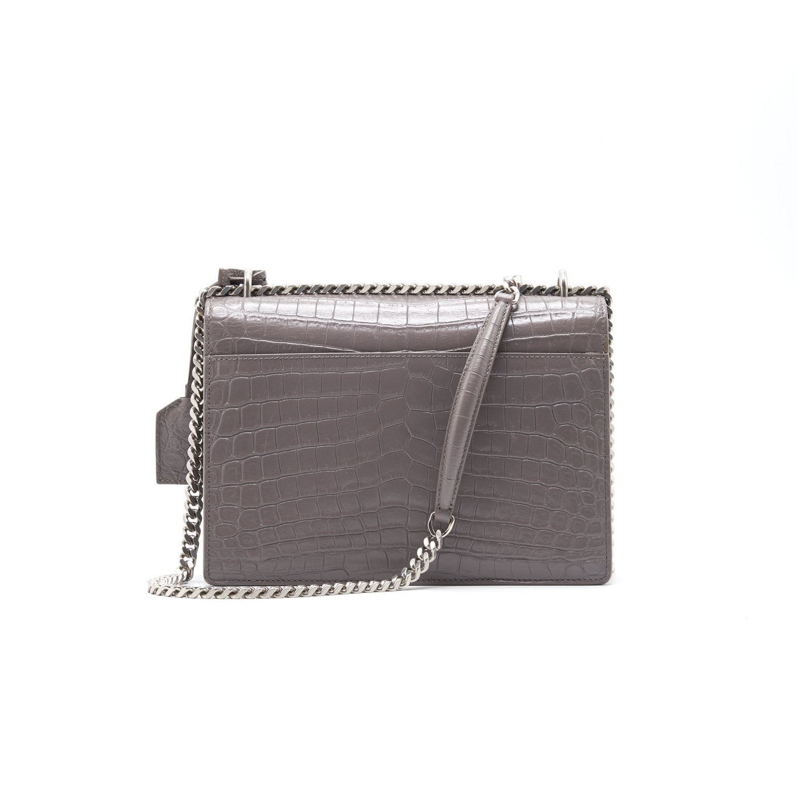 Saint Laurent Sunset Medium Chain Shoulder Bag in Grey Color SHW