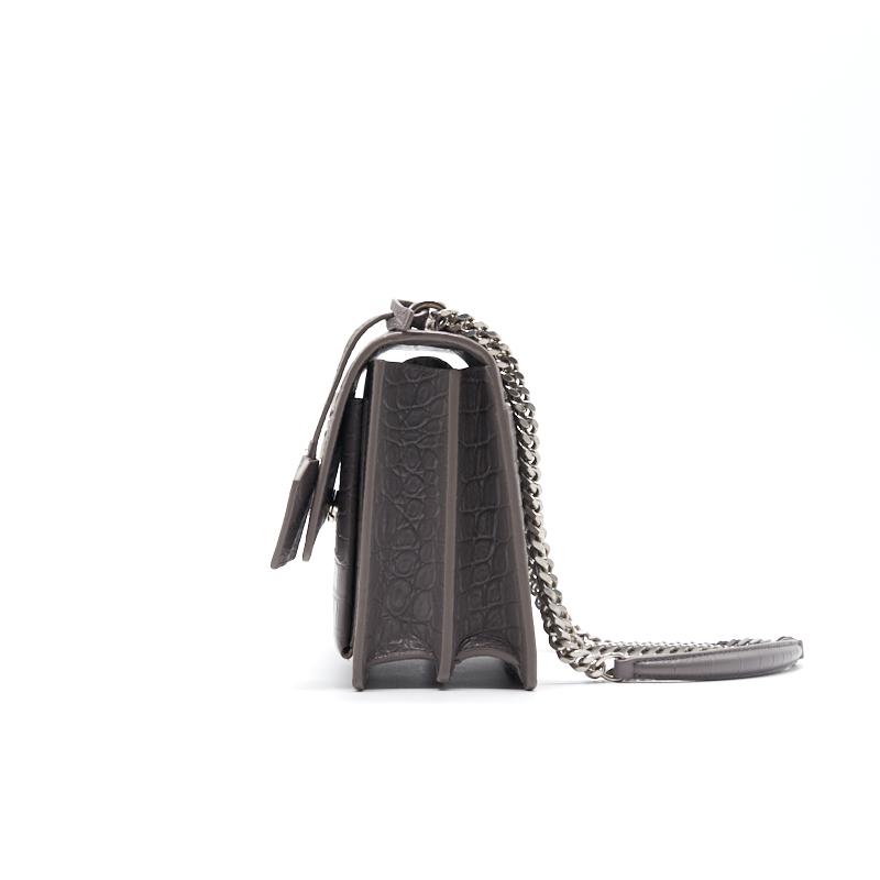 Saint Laurent Sunset Medium Chain Shoulder Bag in Grey Color SHW