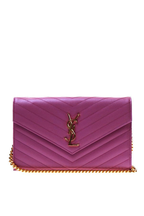 Saint Laurent Paris Purple Leather Small Monogram Shoulder Bag