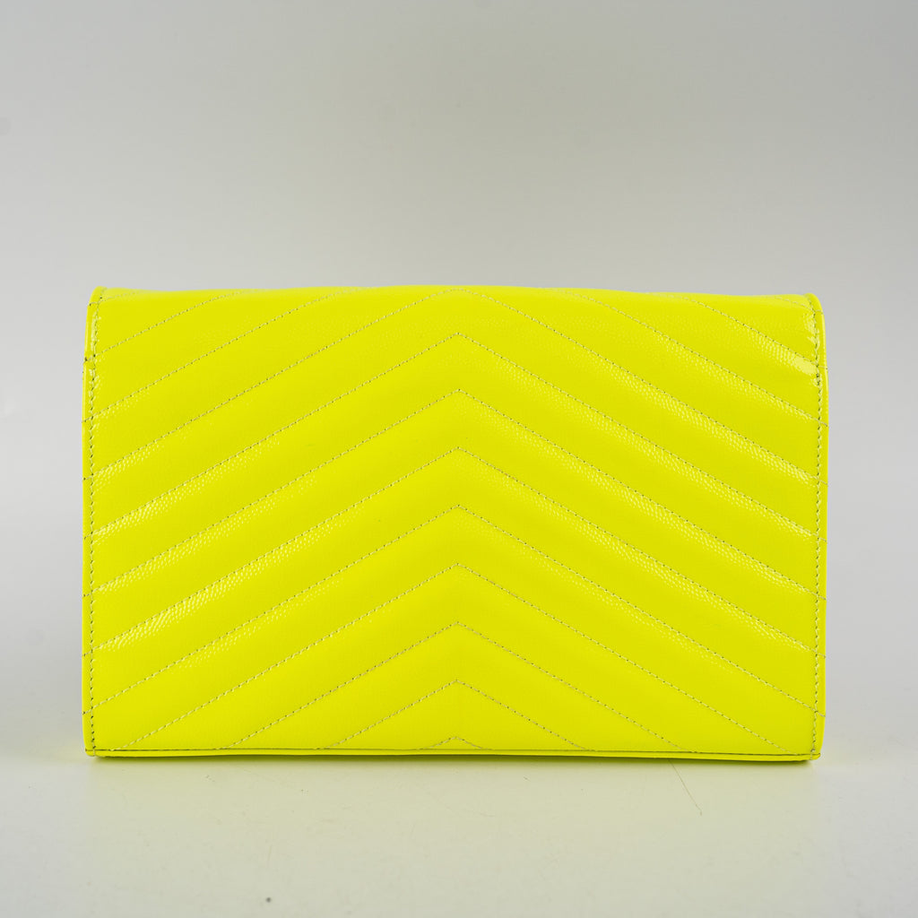 Saint Laurent Wallet On Chain Neon Yellow