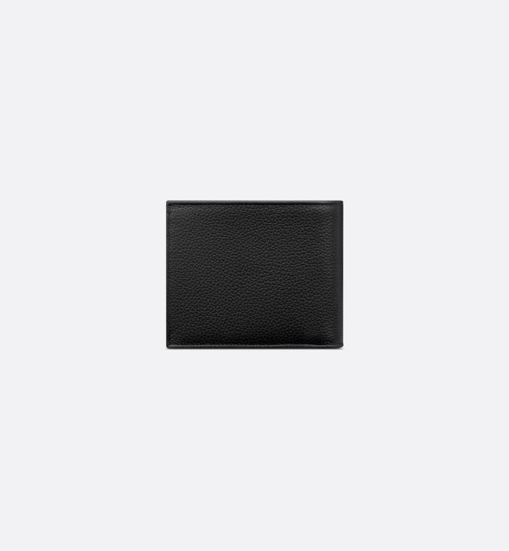Saddle Bifold Card Holder Black Grained Calfskin Marquetry With Beige And Black Dior Oblique Jacquard