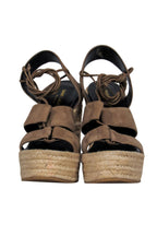 Saint Laurent - Beige Suede Platform Woven Wedges Sz 9.5