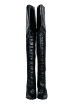 Saint Laurent - Black Crinkle Leather OTK Boots Sz 8
