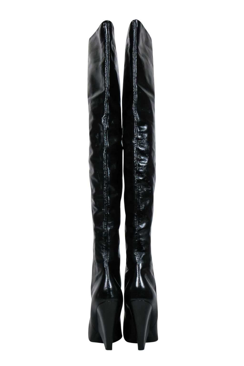 Saint Laurent - Black Crinkle Leather OTK Boots Sz 8