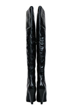 Saint Laurent - Black Crinkle Leather OTK Boots Sz 8