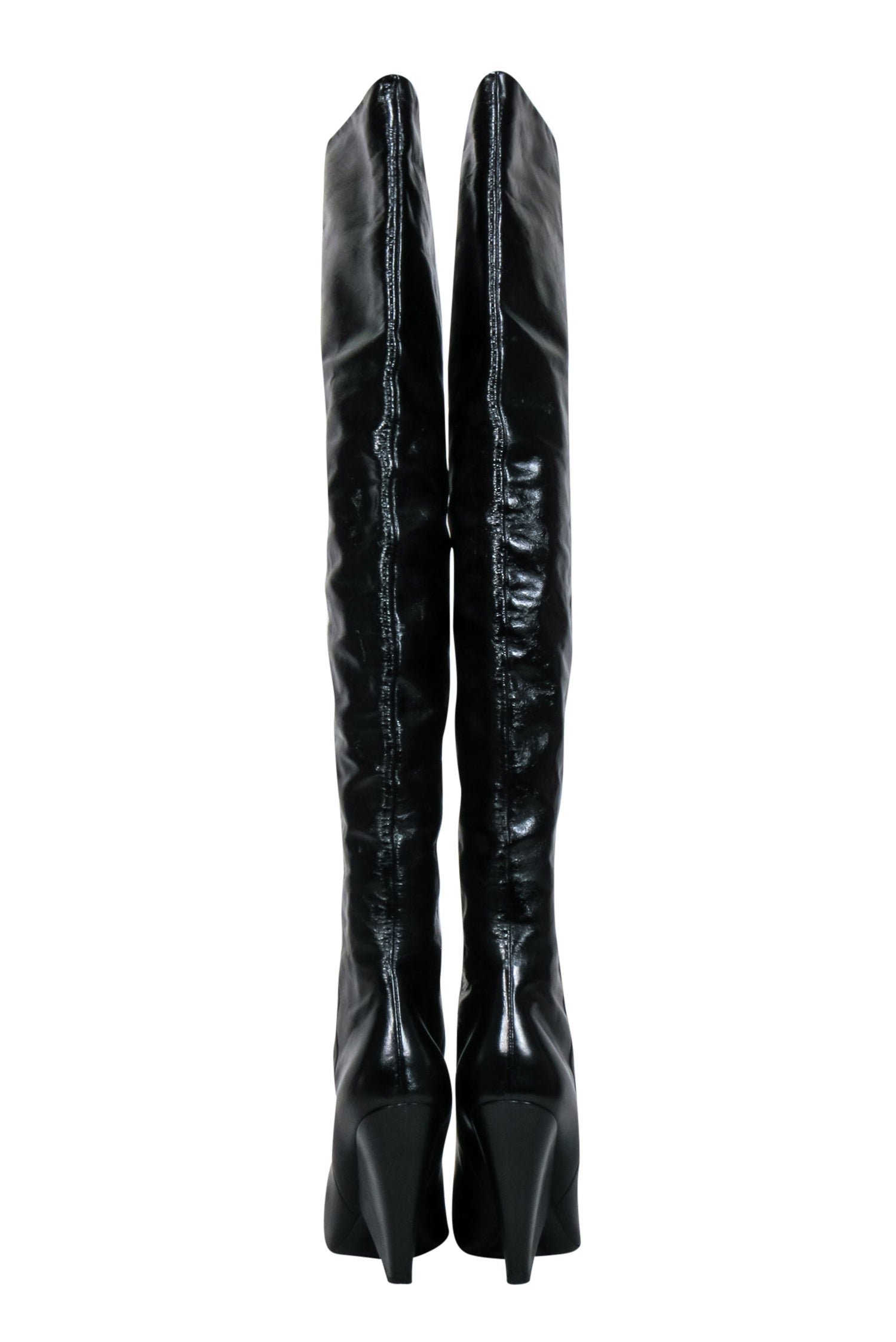 Saint Laurent - Black Crinkle Leather OTK Boots Sz 8