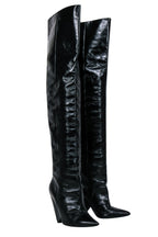 Saint Laurent - Black Crinkle Leather OTK Boots Sz 8
