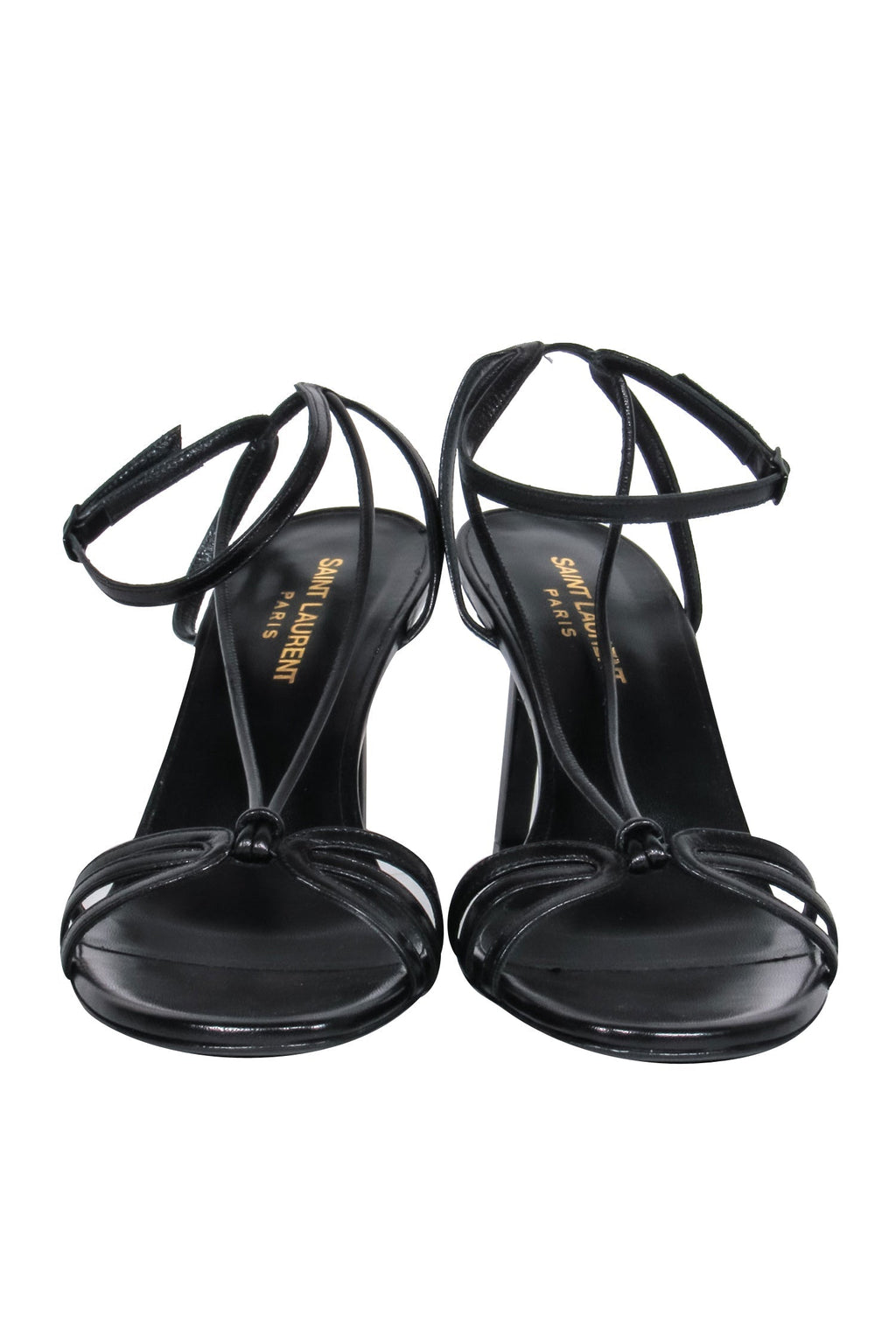 Saint Laurent - Black Leather Strappy Heeled Sandals Sz 8