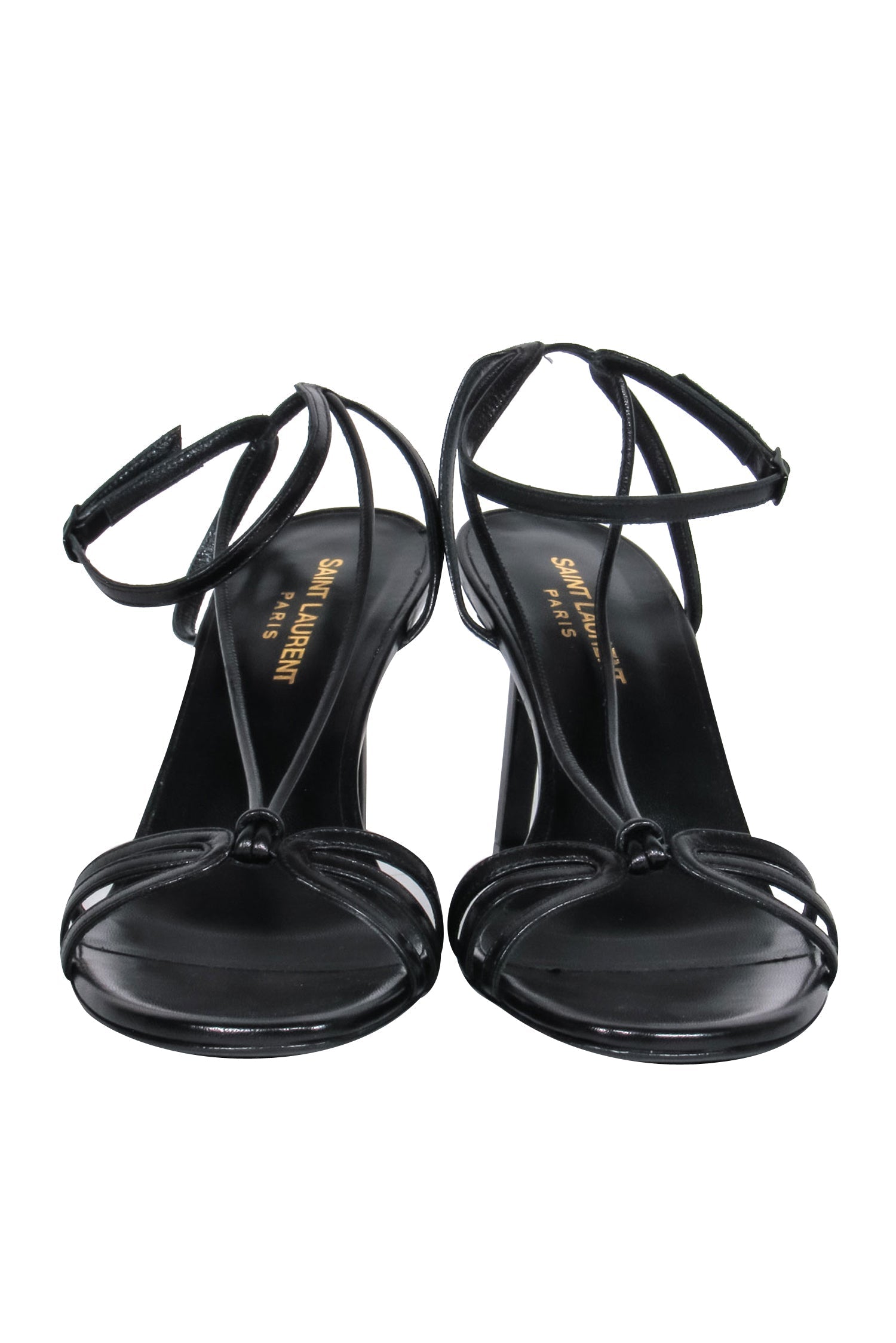 Saint Laurent - Black Leather Strappy Heeled Sandals Sz 8