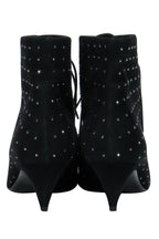 Saint Laurent - Black Suede Lace-Up Ankle Boots w/ Crystal Embellishments Sz 8