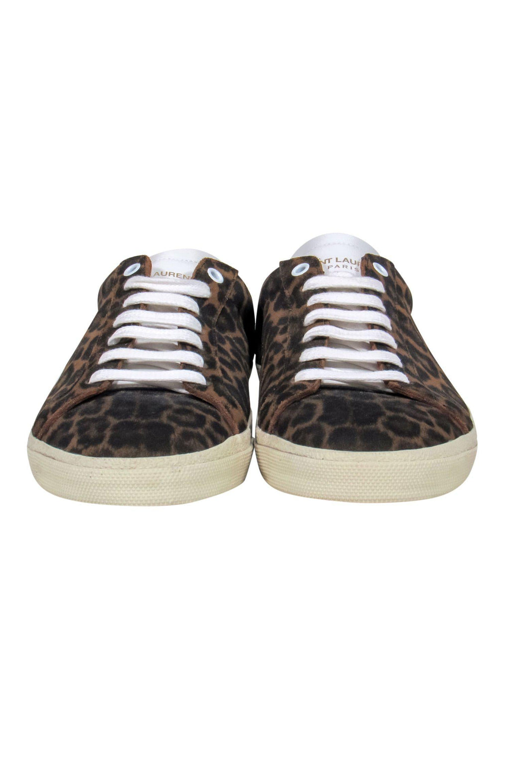 Saint Laurent - Brown Leopard Print Lace-Up Sneakers Sz 11